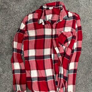 Garage Red and White Plaid Button Down Shirt
